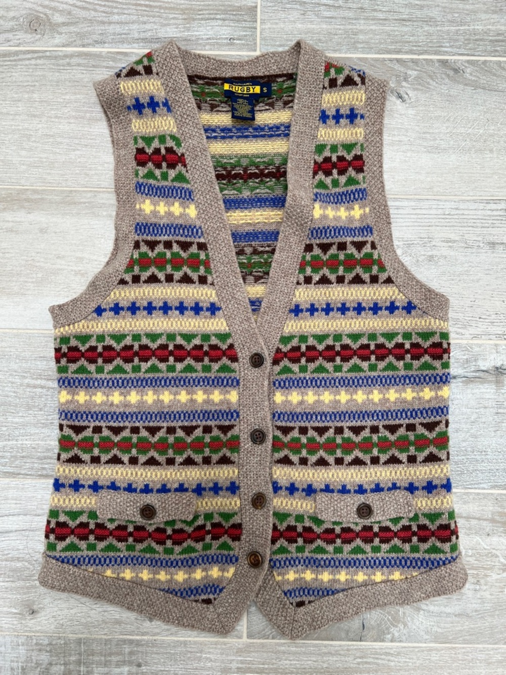 Rugby Ralph Lauren Fair Isle Wool Cardigan Vest